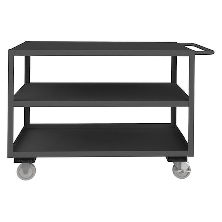 Zoro Select Utility Cart with Lipped & Flush Metal Shelves, Steel, 1,200 lb Load Capacity, 3 Shelves, 52 in L RSC-2448-3-BLU-95