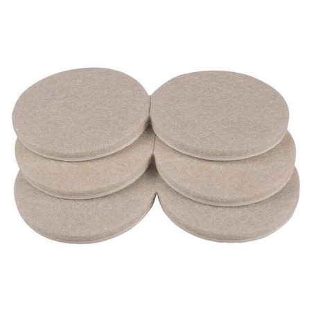 Zoro Select Felt Pads, Self-Stick, Round, 2", PK6 10J991