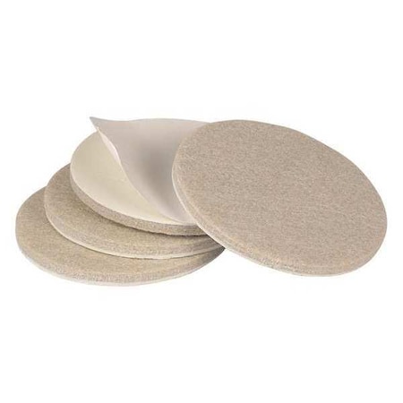 Zoro Select Felt Pads, Self-Stick, Round, 3", PK4 10J993