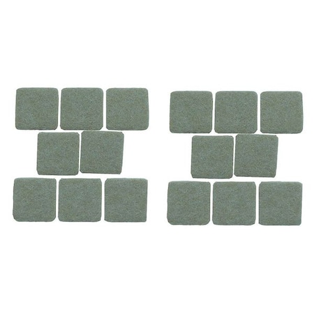 Zoro Select Felt Pads, Self-Stick, Square, 1", PK16 10J994