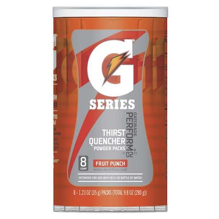Gatorade Sports Drink Mix, 1.23 oz., Mix Powder, Regular, Fruit Punch, 8 PK 131666