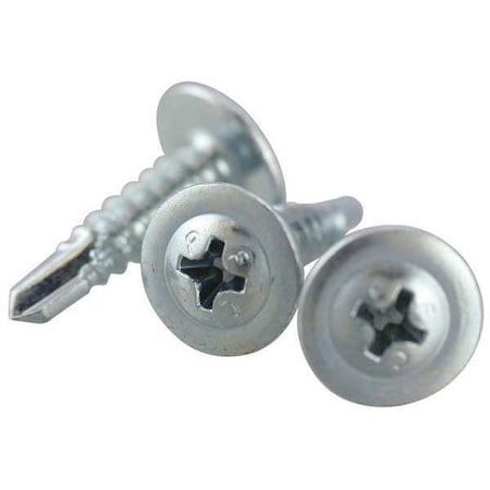 Zoro Select Self-Drilling Screw, #10, 3/4 in, Zinc Plated Steel Wafer Head Phillips Drive, 6500 PK LSPRI-1000750-6500P