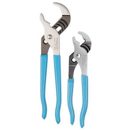 CHANNELLOCK 2 Piece Plastic Grip Tongue and Groove Plier Set Dipped Handle VJ-2