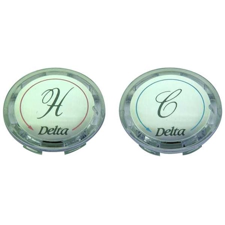 Delta Faucet Handle Buttons, Hot/Cold, Clear, PR RP19659