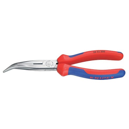 Knipex 8 in Bent Long Nose Plier, Side Cutter Multi-Component Grip Handle 26 22 200