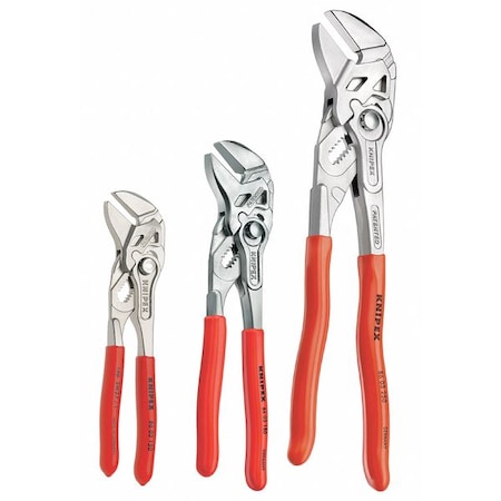 Knipex Plier Wrench Set, 10 in/6 in/7 in, Steel, Includes Case, 3 pc 9K 00 80 45 US