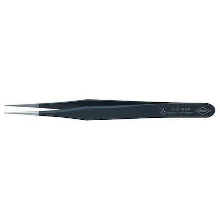 Tweezers,ESD,Straight,4-1/4 In,SS,Black -  KNIPEX, 92 28 70 ESD