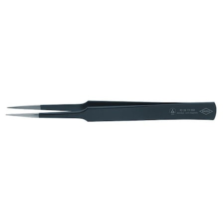 Knipex Tweezers, ESD, Straight, 5-1/4 In, SS, Black 92 28 72 ESD