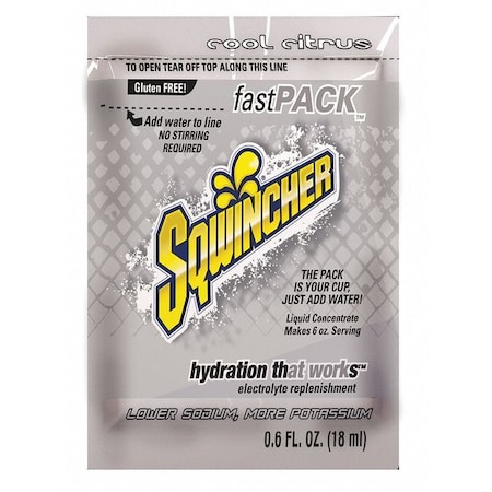 Sqwincher Sports Drink Liquid Concentrate 0.6 oz., Cool Citrus, Pk50 159015310