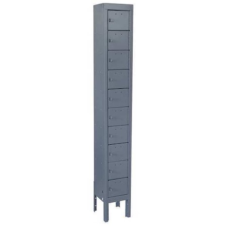 Zoro Select Cell Phone Locker, 9 in W, 9 in D, 66 5/8 in H, (1) Wide, (10) Tier, Gray 10Y618