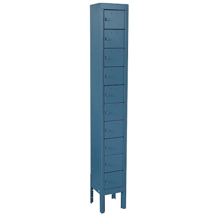 Zoro Select Cell Phone Locker, 9 in W, 9 in D, 66 5/8 in H, (1) Wide, (10) Tier, Blue 10Y620