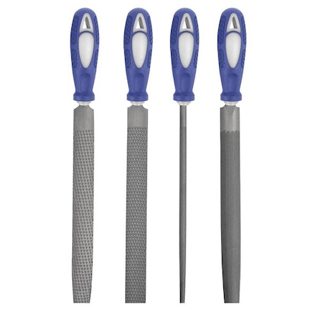 Westward Hand File Set, Bastard/Smooth, 8 In L, 4 Pc 10Z759