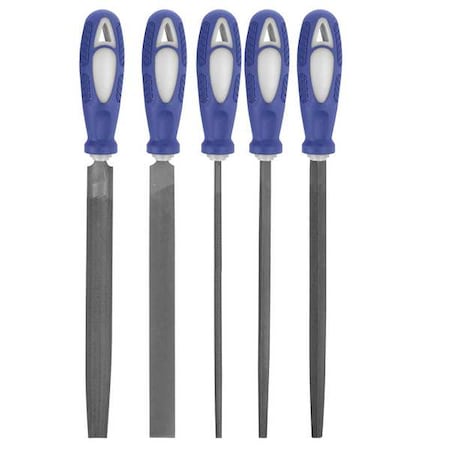 Westward Hand File Set, Bastard/Smooth, 6 In L, 5 Pc 10Z761
