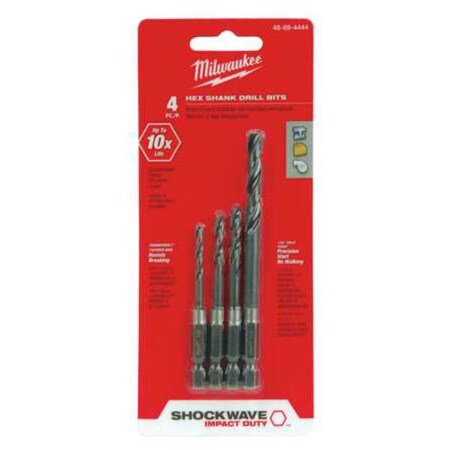 Milwaukee Tool Shockwave (R) Hex Drill Bit Set, 4 pcs. 48-89-4444