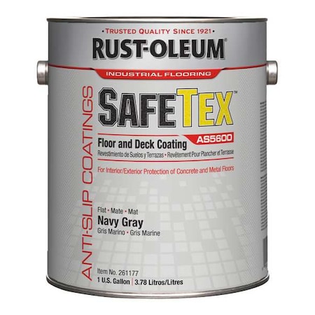 Rust-Oleum 1 gal Anti-Slip Floor and Deck Coating, Gloss Finish, Navy Gray, Water Base 261177