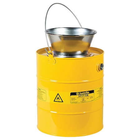 Justrite SolventLiquidDisposalCan, 5gal, Yellow 10906