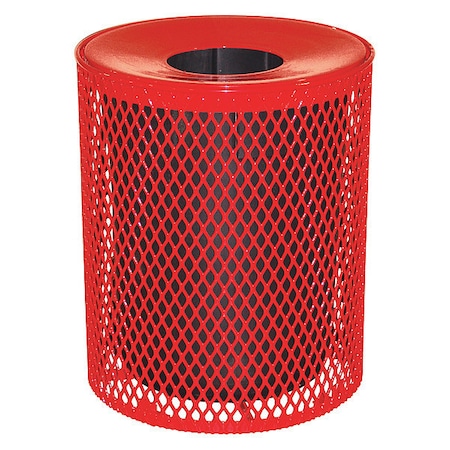 Leisure Craft Not Applicable 32 gal Round Trash Can, Red, 9 Gauge Metal, Not Applicable 32EXP-RED