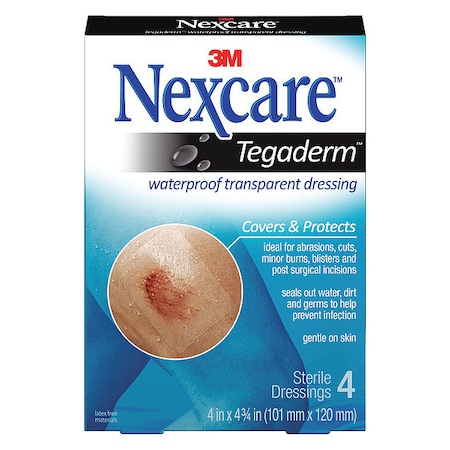 Nexcare Waterproof Dressing, 4 x 4.75", PK12 H1626