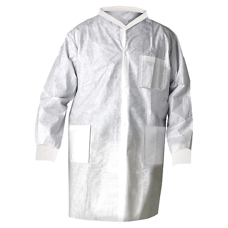 Kimtech Kimtech A8 Lab Coat, SMS, Snaps Closure, White, M, 25 PK 10021
