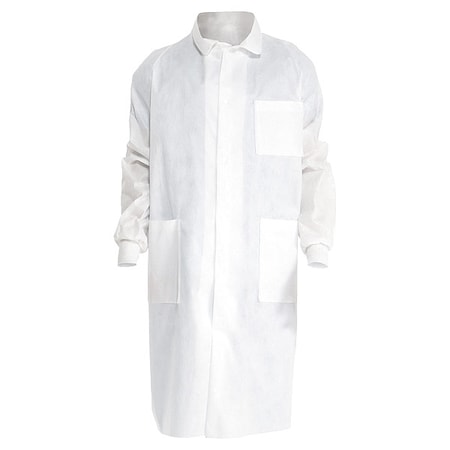 Kimtech Kimtech A8 Lab Coat, SMS, Snaps Closure, White, XL, 25 PK 10043