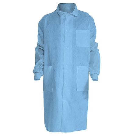 Kimtech Kimtech A8 Lab Coat, SMS, Snaps Closure, Blue, L, 25 PK 10047