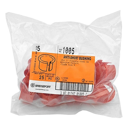 Bridgeport Fittings AC Bushing, 1 in, Plastic, Red 1005