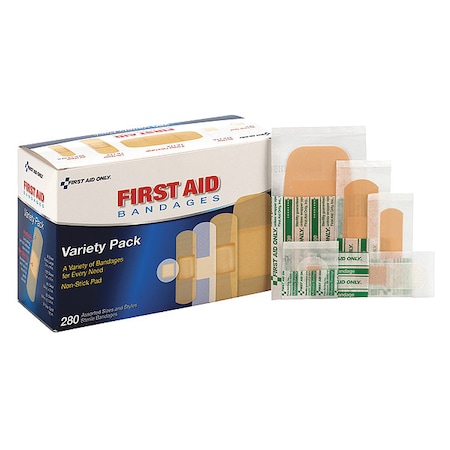 First Aid Only Adhesive Bandage, Sheer, Plastic, Box, PK280 90347