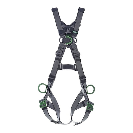 Msa Safety V-FIT Full Body Harness, M, 400 lb., Quick-Connect Chest/ Quick-Connect Leg Straps 10195046