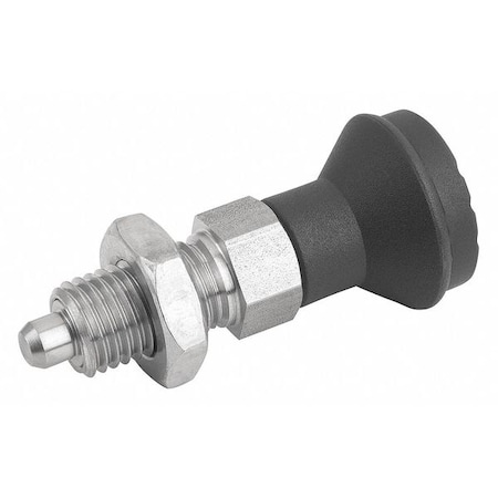 Kipp Indexing Plunger D1= M10X1, D=5, Style B, Non-Lockout w Locknut, Stainless Steel Hardened K0339.02105