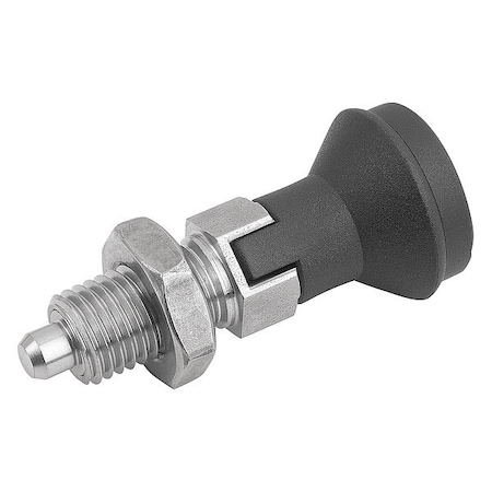 KIPP Indexing Plunger D1= M16X1, 5, D=8, Style D, Lockout Type w Locknut, Stainless Steel Hardened K0339.04308