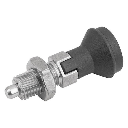Kipp Indexing Plunger D1= M16X1, 5, D=8, Style D, Lockout Type w Locknut, Stainless Steel Hardened K0339.04308