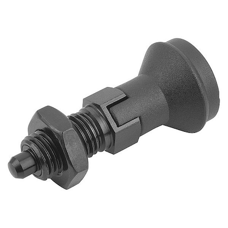 KIPP Indexing Plunger D1= M20X1, 5, D=10, Style D, Lockout Type w Locknut, Steel Hardened K0339.4410