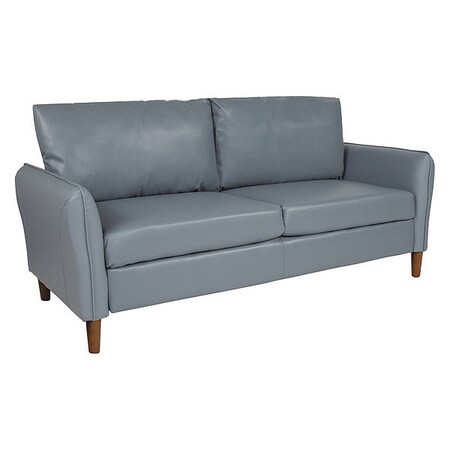 Flash Furniture Contemporary Sofa, Wood Back, 31" L 36" H, Welted Upholstered Arms with Rounded Edge, Leather Seat BT-S8373-SF-GRY-GG