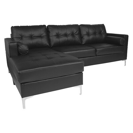 Flash Furniture Sofa with Left Side Chaise, 61-1/2"L36"H, Track, ContemporarySeries BT-S8376-SFCHSE-BK-GG