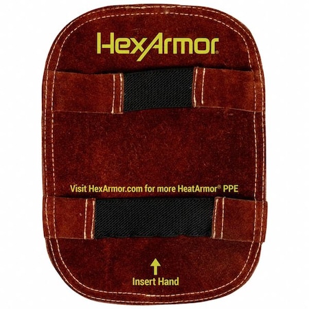 Hexarmor Heat-Reflective Aluminized Pad, Leather, 8 in Length, Silver; Brown; Hi Vis, Elastic Cuff 1020