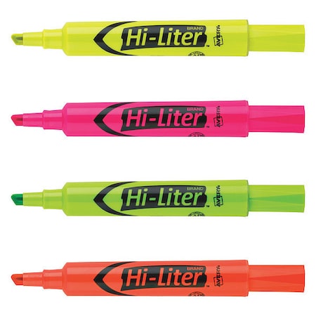 Hi-Liter Desk-Style Highlighters, Chisel Tip, Assorted Colors, Smear Safe, Nontoxic, PK4 7170924063