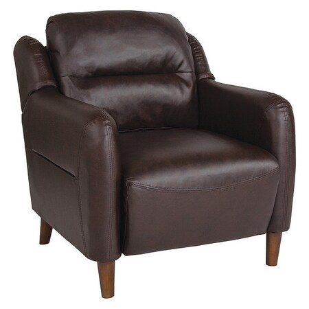 Flash Furniture Contemporary Arm Chair, Tan Back, 27" L 35" H, Curved Edged, Leather Seat BT-S8372A-CH-BRN-GG