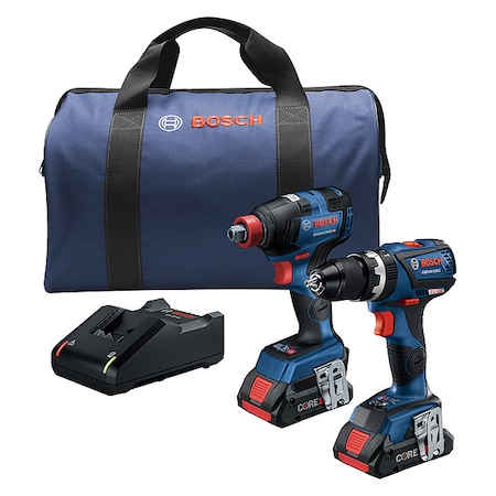 Bosch Combo Kit, 18V, 1/4", 1/2" Impact, 1/2" Half GXL18V-251B25