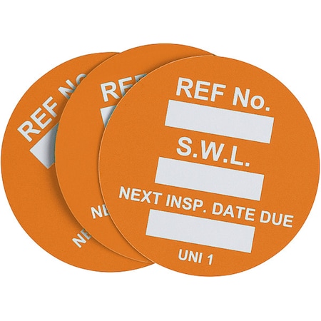 Brady Universal Tag, Next Insp. Date, Inserts UNI-UNI ORANGE