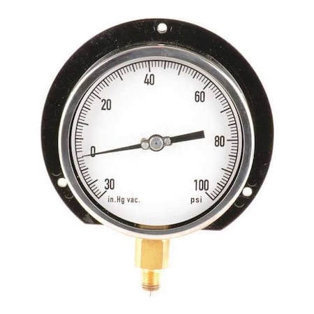 Zoro Select Vacuum Gauge, Process, 4-1/2 In 11A483