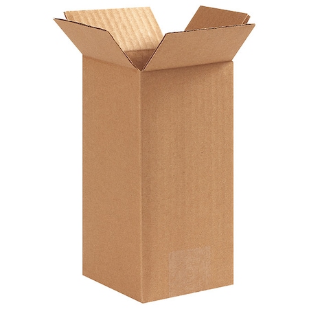 Zoro Select 4 in x 4 in x 8 in Shipping Box, Kraft, Corrugate, Single Wall, 32 ECT 11K581