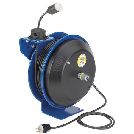 Coxreels Cord Reel, Spring Retracted, NEMA 5-15R, 16 AWG, Blue Reel Color, 50 ft Length, 1 Outlets EZ-PC13-5016-A