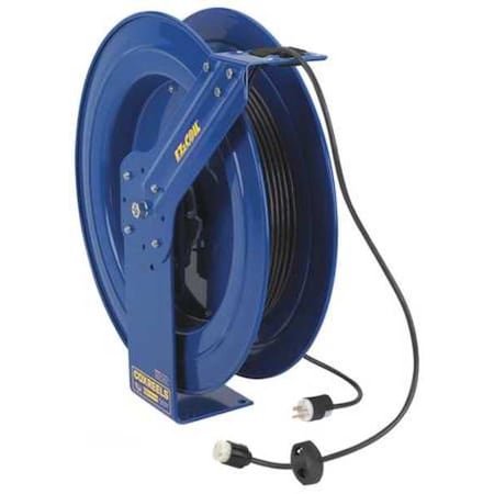 Coxreels Cord Reel, Spring Retracted, NEMA 5-20R, 12 AWG, Blue Reel Color, 100 ft Length, 1 Outlets EZ-PC24-0012-A