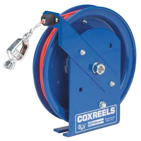 Coxreels Cable Reel, 100 ft, 15" H, Spring, Blue, MD SD-100-1