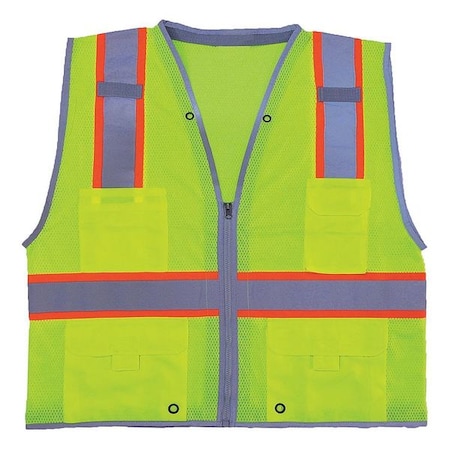 Zoro Select Medium Class 2 High Visibility Vest, Lime 11K775