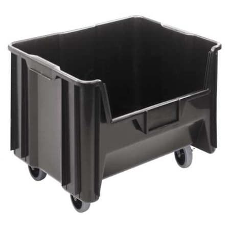 Quantum Storage Systems Mobile Storage Bin, Polyethylene, Black, 12 1/2 in H, 19 7/8 in W, 15 1/4 in L QGH705MOBBK
