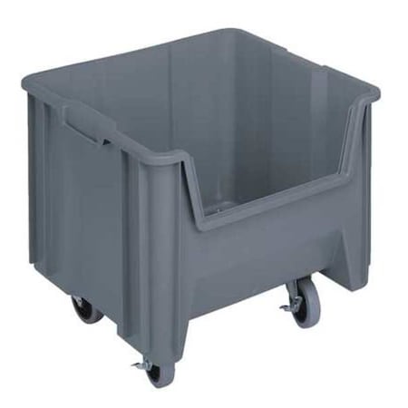 Quantum Storage Systems Mobile Storage Bin, Polyethylene, Gray, 12 1/2 in H, 16 1/2 in W, 17 1/2 in L QGH805MOBGY