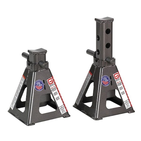 Gray Vehicle Jack Stand, 25 Ton Load Capacity, 20 in Max Extender, 12 in Min Height, Steel, 1 PR 25TF Stands