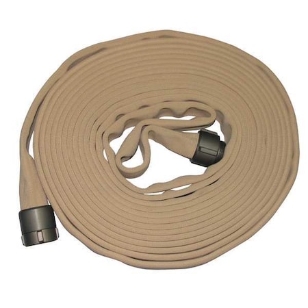 Kuriyama Fire Hose, Double Jacket, 50 ft. Length, 1 1/2 in Hose Inside Dia., EPDM Hose Tube, MNH Fitting A G52H15HDT50N