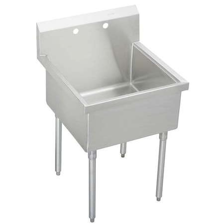Elkay Weldbilt Stainless Steel 27" x 27-1/2" x 14" Floor Mount Single Compartment 2-Hole Scullery Sink WNSF81242